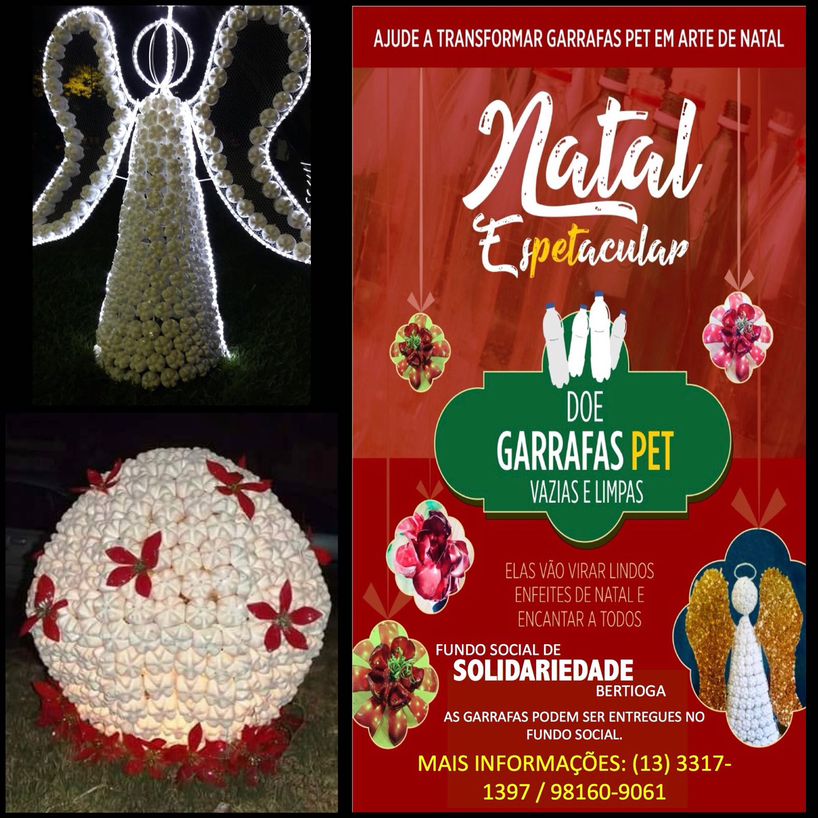 FSS de Bertioga arrecada garrafas pet para enfeites de Natal FSS de Bertioga arrecada garrafas pet para enfeites de Natal