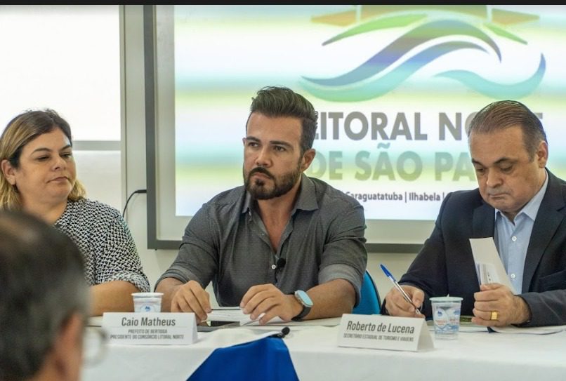 Prefeito de Bertioga e presidente do Circuito Litoral Norte, Caio Matheus participa de reunião para debater a retomada do turismo na região