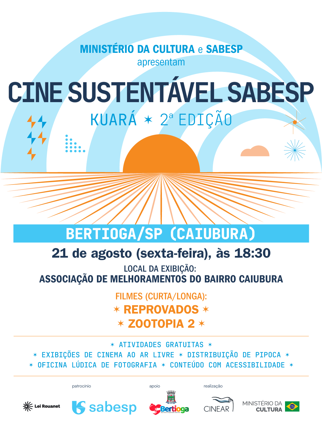 Cine Sustentável Sabesp Kuará leva  cinema gratuito ao Caiubura, em Bertioga